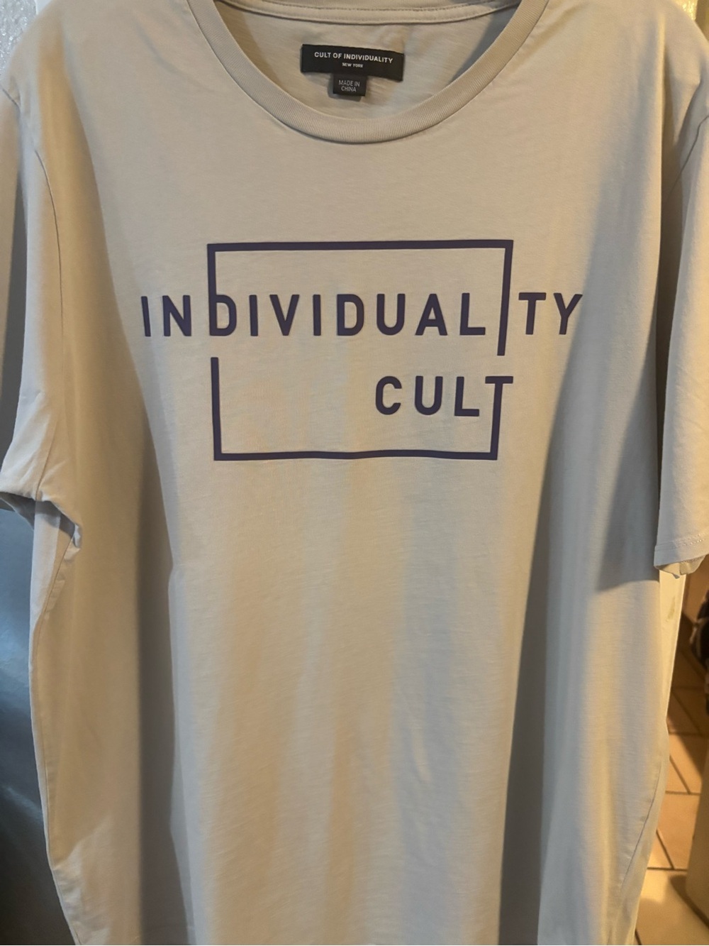 Cult of Individuality Light Gray T‑Shirt with Purple Graphic